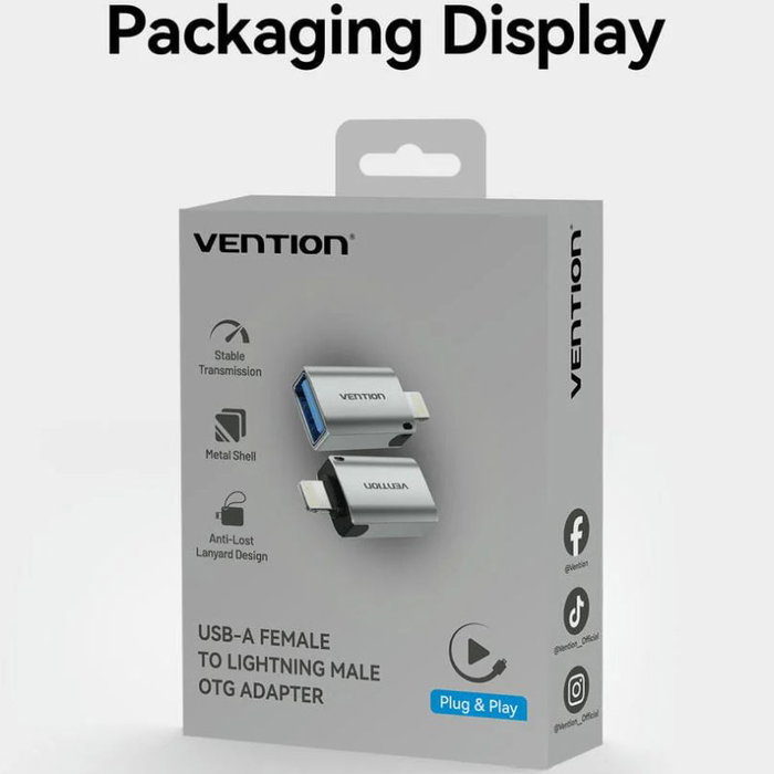 Vention Adaptador OTG USB-C Hembra a Lightning Macho Azul